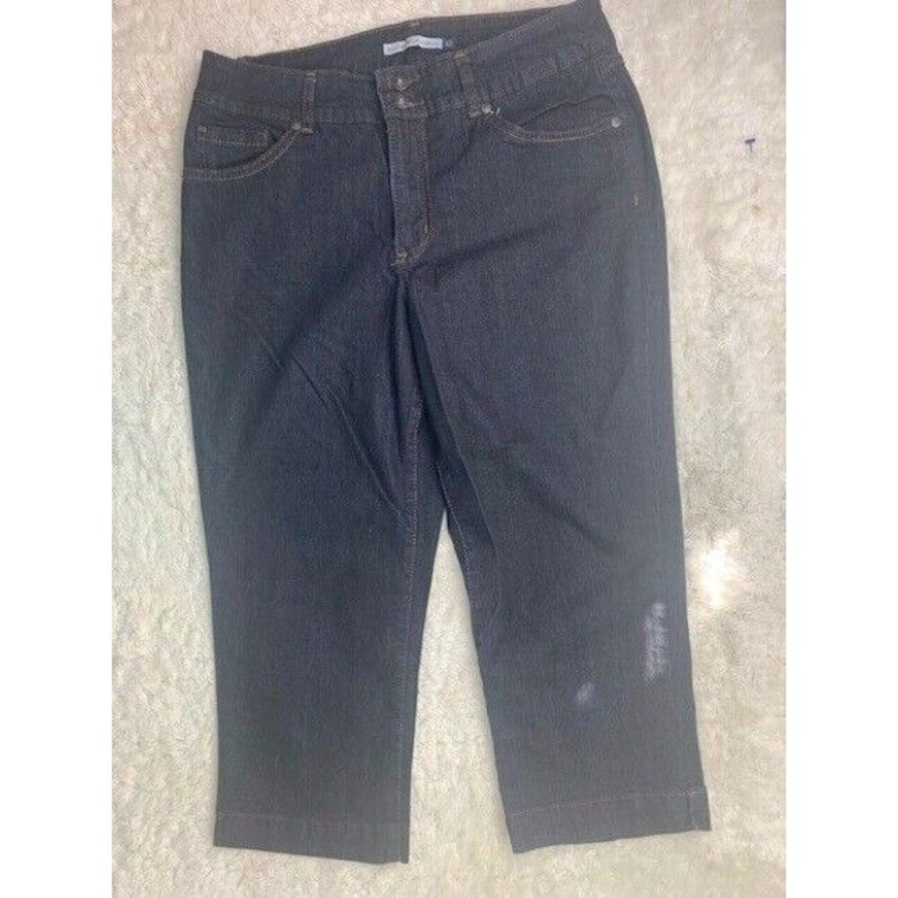Bandolino Blu Size 10 Womens Crop Capri Pants Jeans Stretch Dark Wash Mid Rise